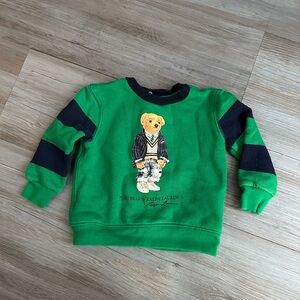 Ralph Lauren Polo Green and Navy Bear Sweatshirt Size 12 Months‎